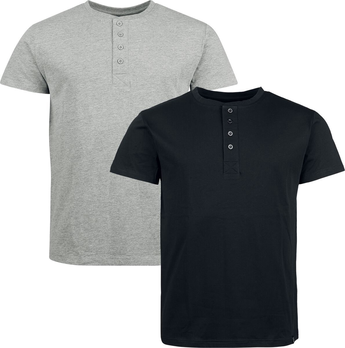 R.E.D. Rock-Engineered Design Witte/grijze basic T-shirts met knoopsluiting - Heren - S