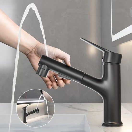 Wastafelmengkranen: Tecturis S, ééngreeps wastafelkraan 110 met bidet handdouche en doucheslang 160 cm, Art.-nr. 73211000