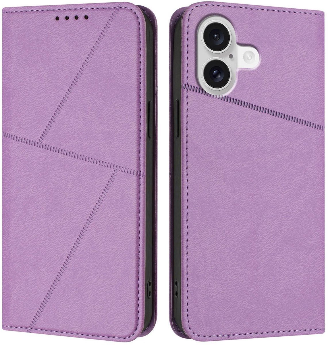Mobigear Telefoonhoesje geschikt voor Apple iPhone 17 Hoesje | Mobigear Frosted Flip Bookcase Portemonnee | Pasjeshouder voor 2 Pasjes | Telefoonhoesje voor Pinpas / OV Kaart / Rijbewijs - Paars
