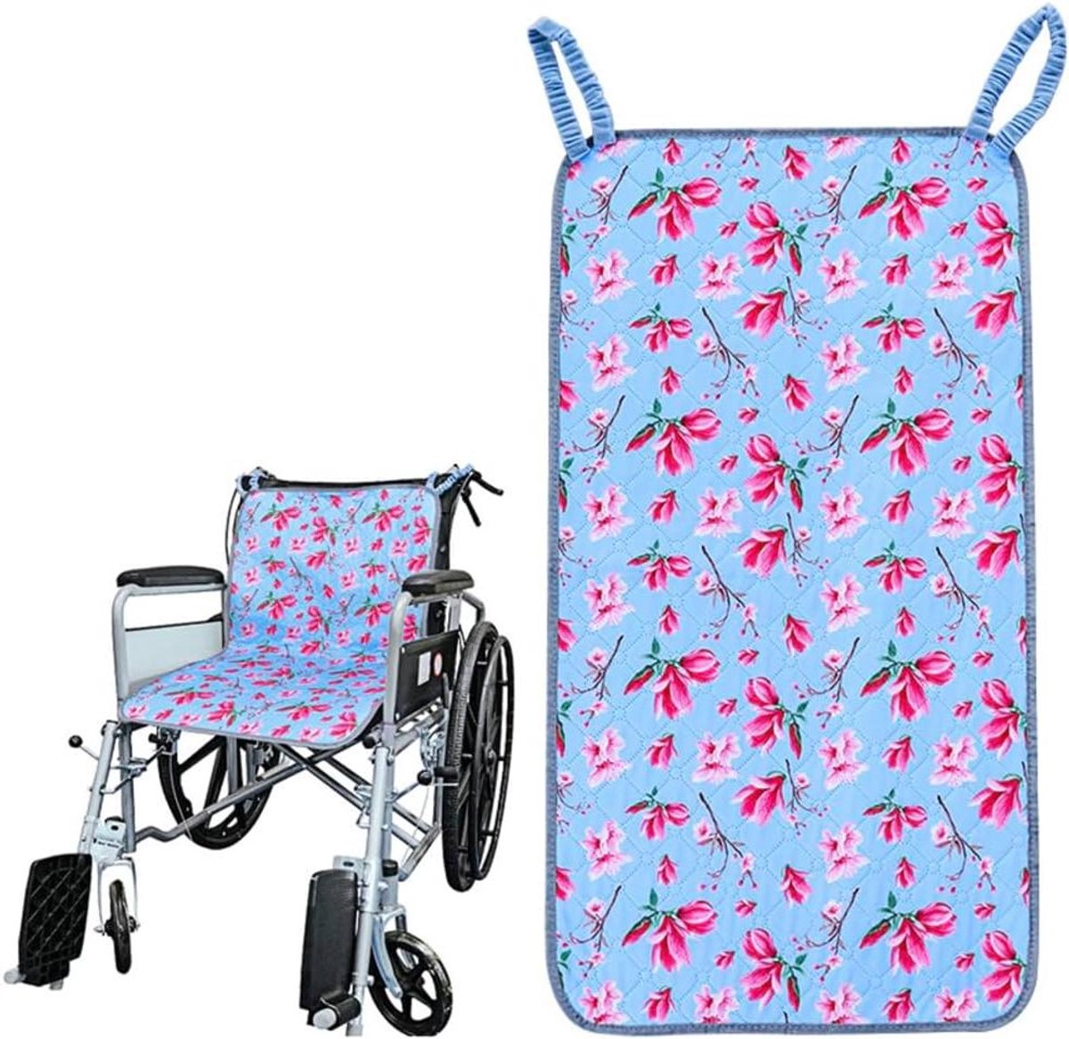 Allecto Plus - Zeer absorberend incontinentiekussen voor rolstoel - Waterdicht en wasbaar - Herbruikbaar - Antislip zitkussen - Lushandgrepen - 50 x 90 cm - Bloemstijl A