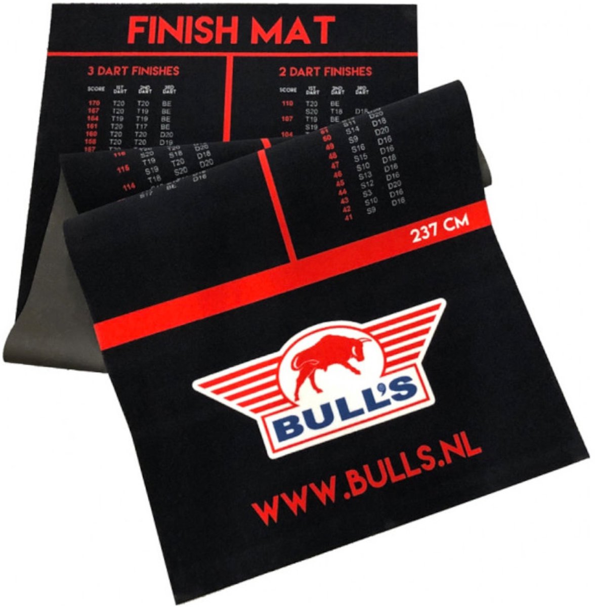 Bull's Dartmat - Tapijt Finish Dartsmat - 300x60cm - Zwart Rood
