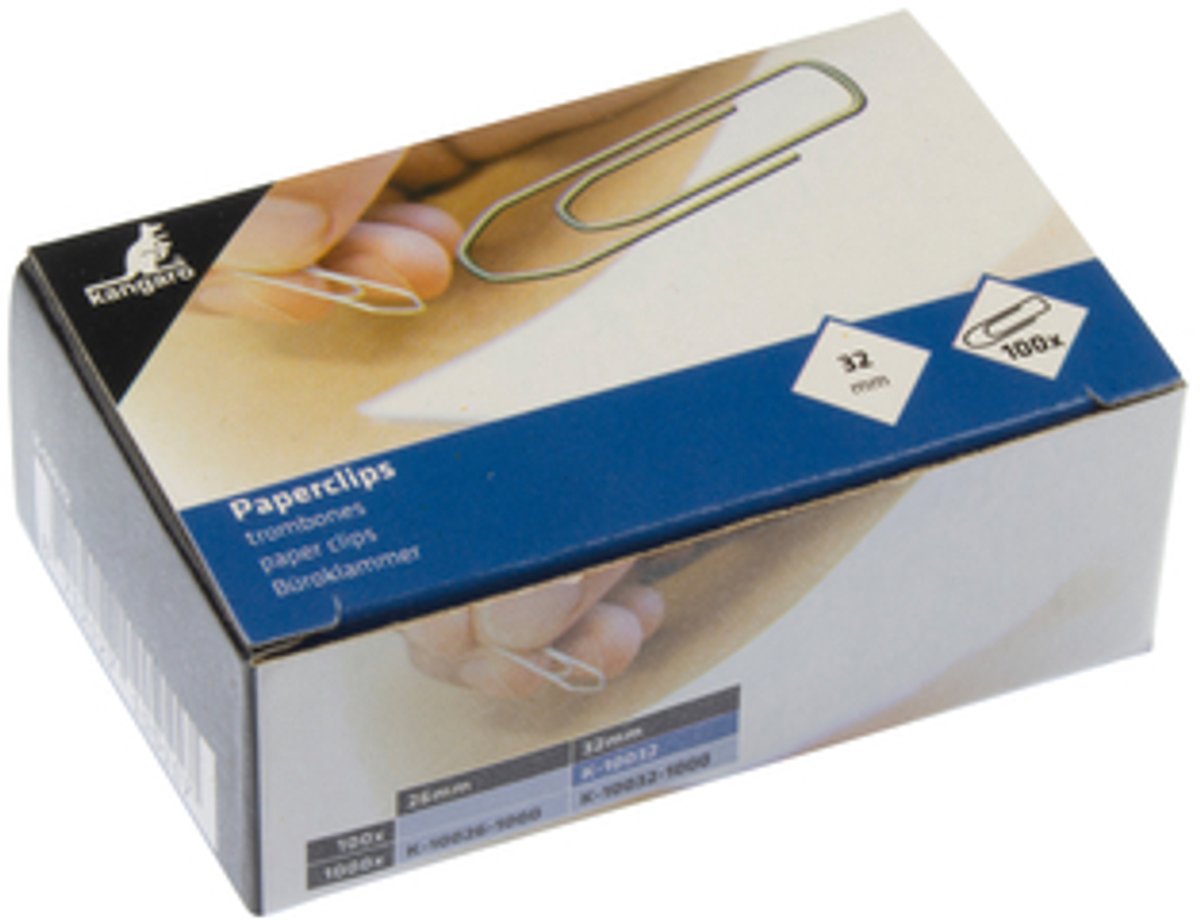 Paperclip kangaro 32mm hoekig verzinkt | 10 stuks