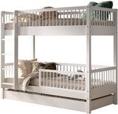Bol.com EMOB - Stapelbed Forrest 90x200cm met bedlade en bedhekje - wit beukenhout - Vipack - Kinderbedden met uitvalbeveiliging... aanbieding