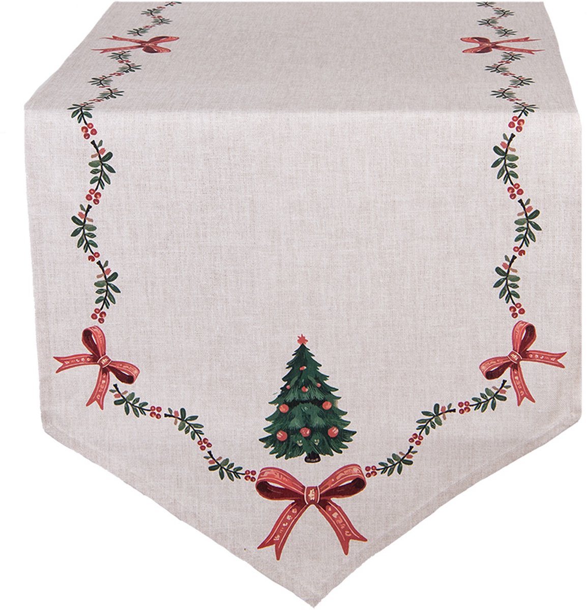 Clayre & Eef Tafelloper 50x160 cm Beige Katoen Kerst