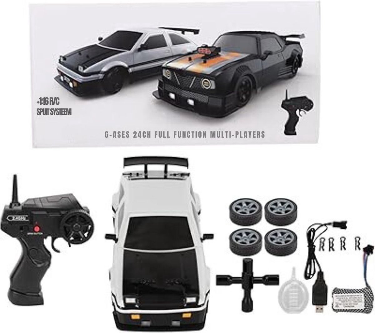 Thuys – Rc Drift Car – Rc Car – Afstandbestuurbare Auto – 28 x 13 x 9cm – Wit