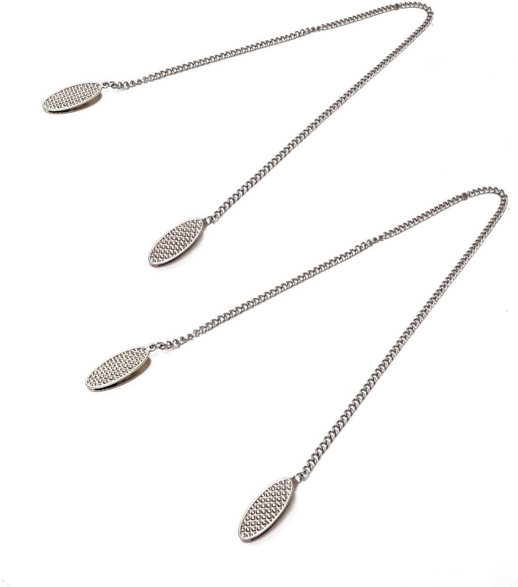 Image of 2-pack - 19" zilveren metalen servethouder - slabbetjehouder voor volwassenen/senioren - anti-vlekken nekband voor tandartsen