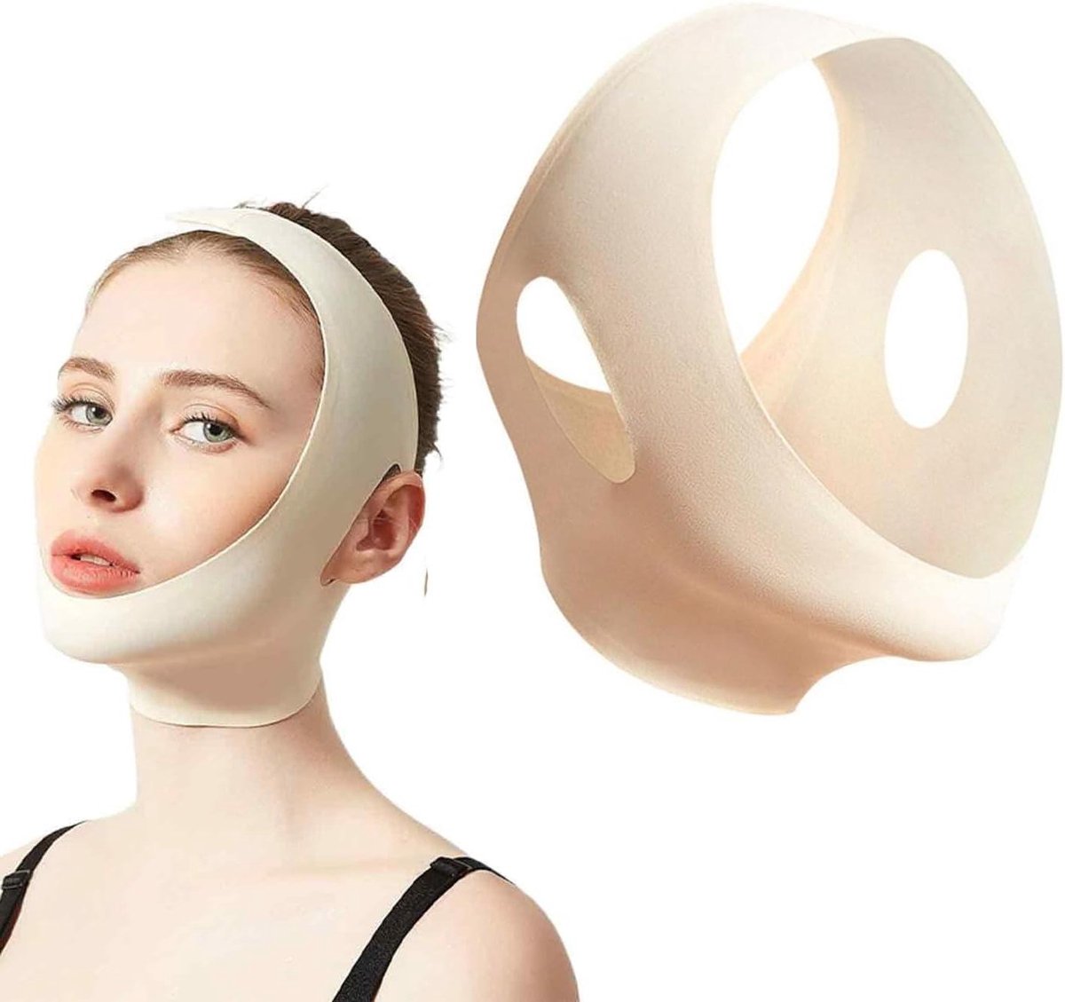 Allecto Plus - Herbruikbaar V-gezichtsmasker voor dubbele kin en slappe gezichtshuid, dagelijks gebruik (kleur) met toegevoegde elasticiteit