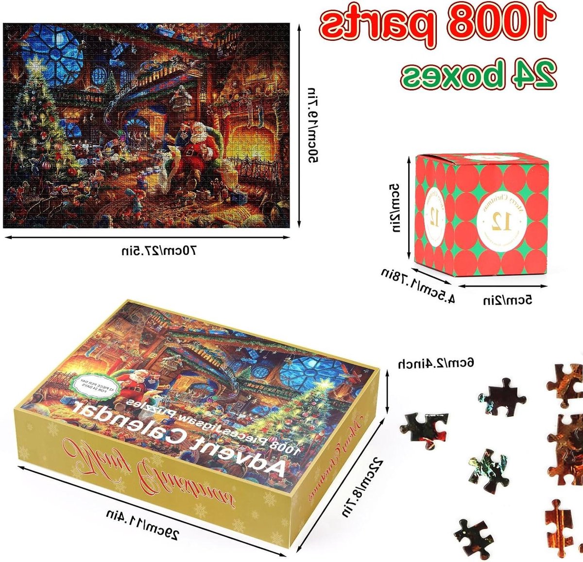 Adventskalender 2025 met Kerstpuzzel - 1008 stukjes - Jongens en Meisjes - Kerstdecoratie