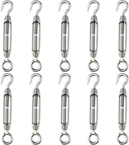 Lot de 10 tendeurs de fil 304 à crochet et œillet Set en acier inoxydable M4 , Heavy Duty
