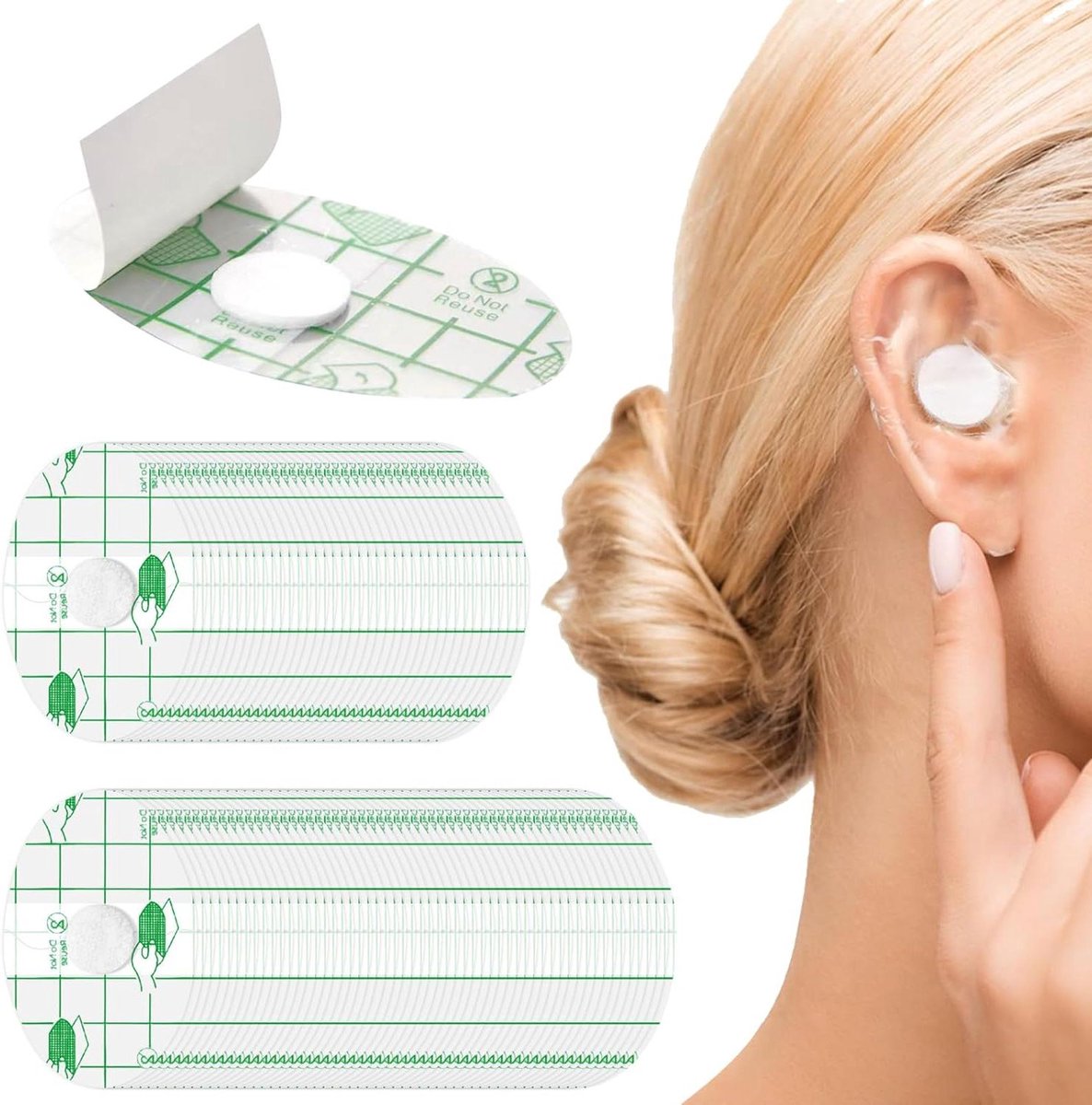 Inovra Plus - Waterdichte Oorstickers - Set van 160 stuks voor kinderen en volwassenen - Oorbeschermers voor douche en zwemmen met wattenstaafjes.