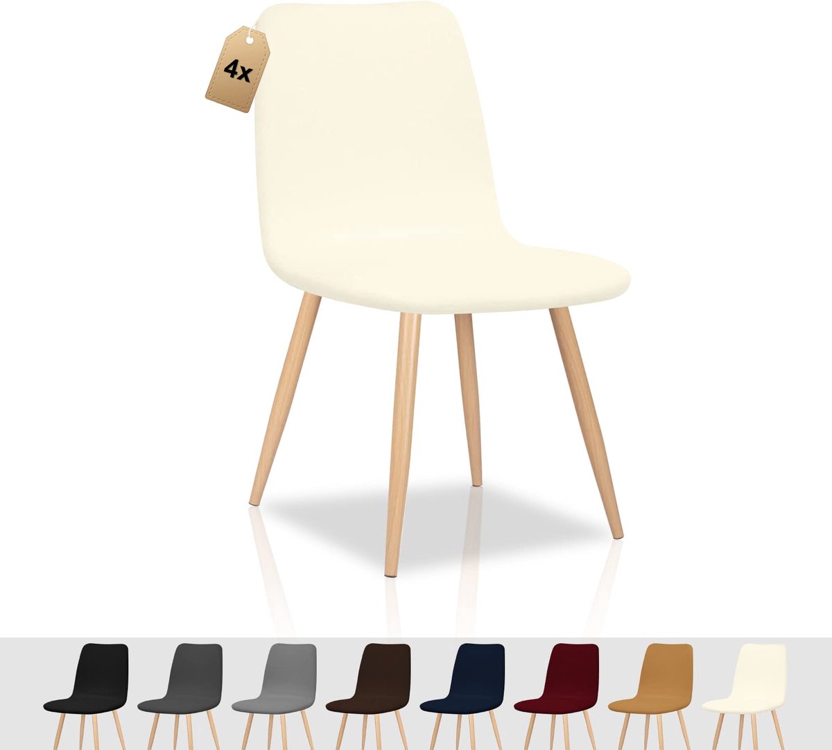 Ibenzoa® Set van 4 Stretchbare Stoelhoezen voor Diverse Interieurs, Afneembaar en Wasbaar