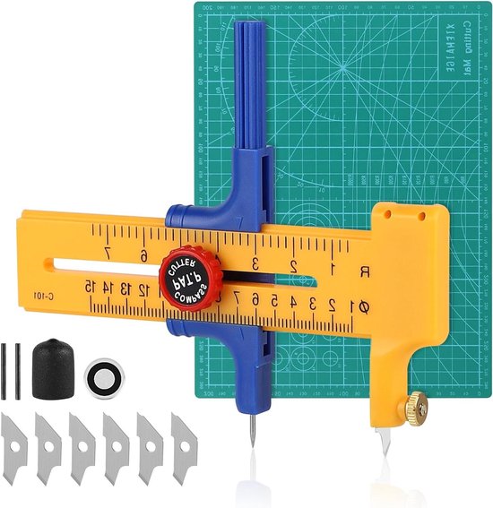 Snijtool Rond Allecto Plus - Cirkelsnijder voor papier, 1-15 cm snijder voor precisie ...