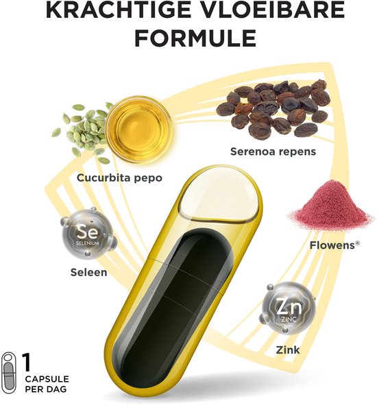 MenFloden – innovatie voor gezonde prostaat. Krachtige vloeibare formule met driedubbele werking. Cucurbita pepo, Serenoa repens, Flowens®. 1 caps./dag. Getest in een laboratorium. - 20 Capsules
