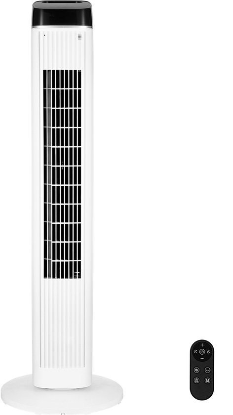 Torenventilator Stil 70° Oscillerend 4 Snelheden Timer 12u Draagbaar Bladloos Met Afstandsbediening Voor Binnen