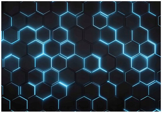 WALLARENA - Fotobehang - 400x280 cm - Hexagonen 3D Gaming Fototapet voor Kinderkamer