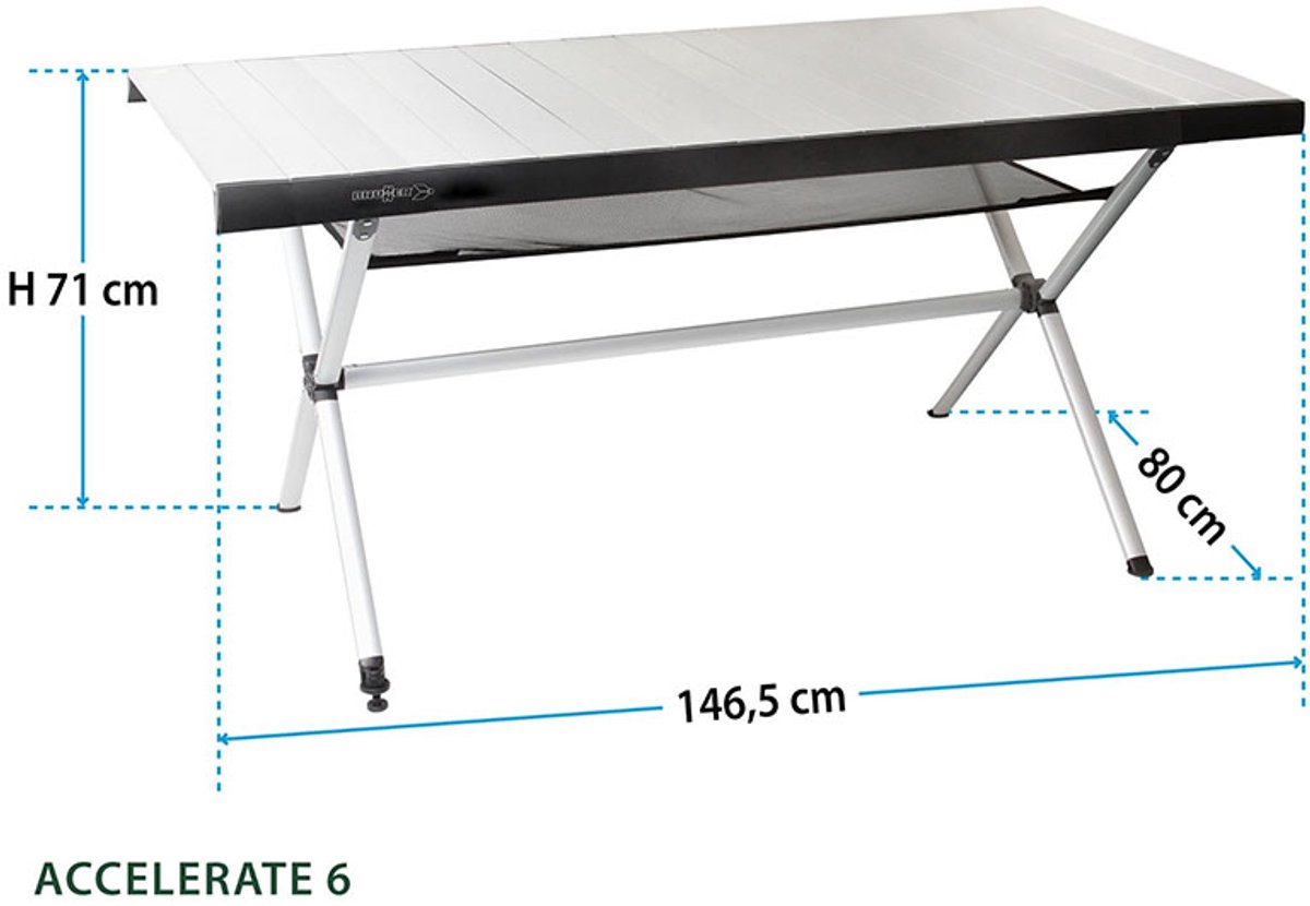 Brunner Accelerate 4 - Campingtafel 120 x 80 x 71 cm - Licht frame