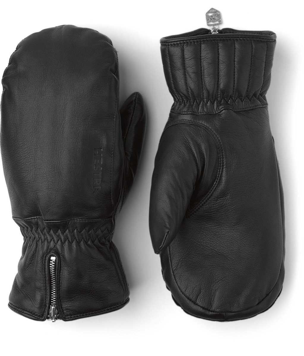 HESTRA LEATHER SWISSWOOL CLASSIC MITT Zwart