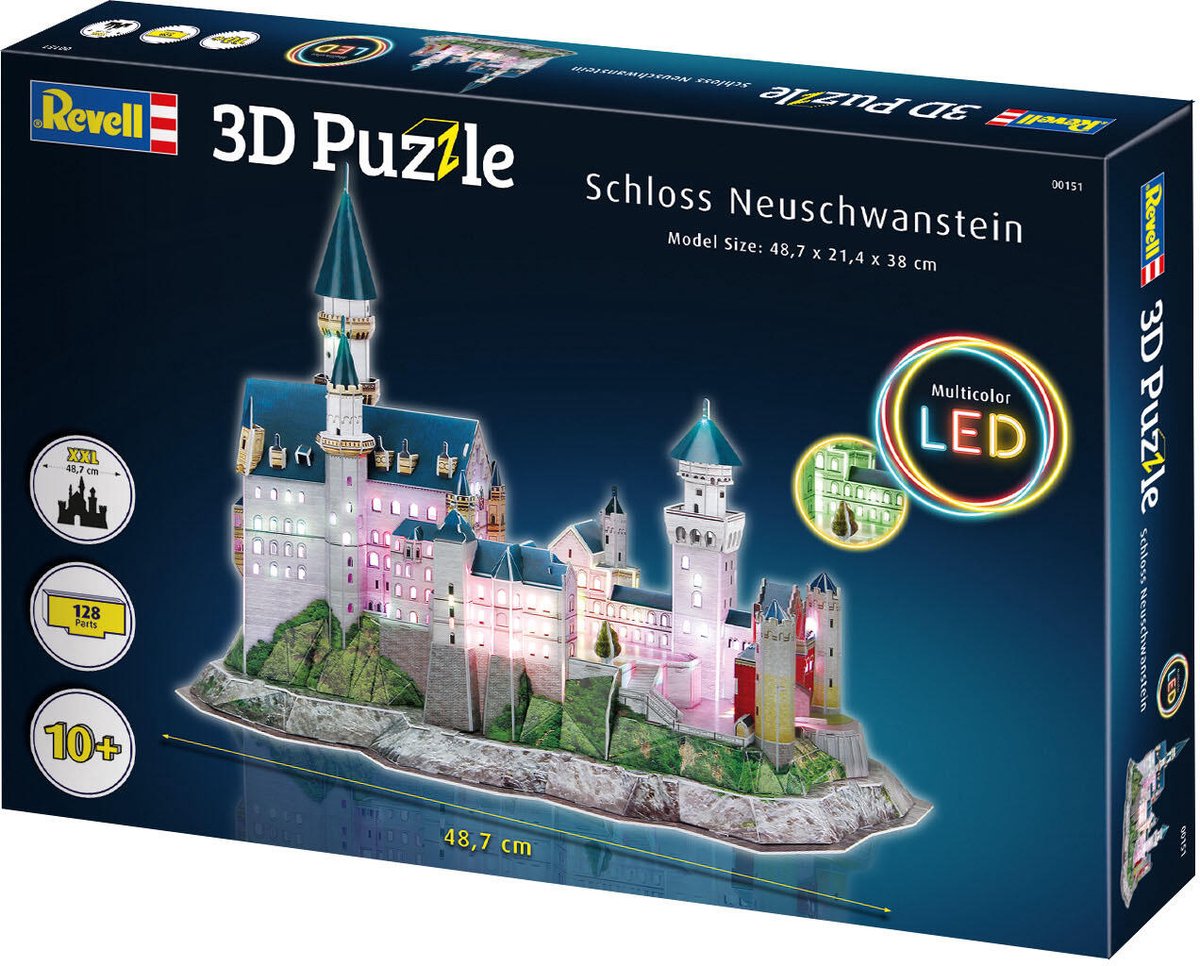 Revell Puzzel - 00151 Schloss Neuschwanstein - LED Edition 3D Puzzel