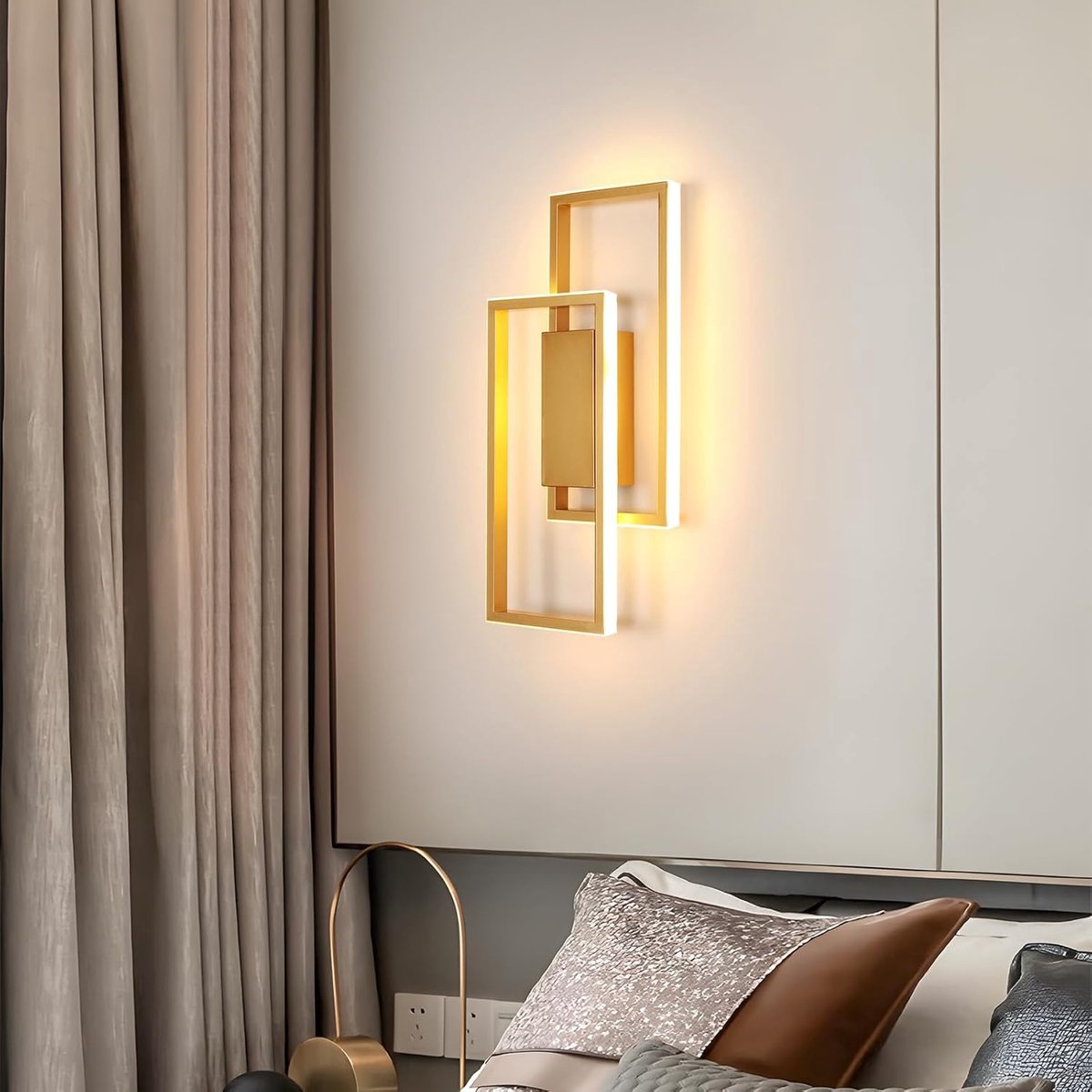 Haobosic - LED-wandlamp voor binnen, 28 W, 2900 lm, modern design, goud, verlichtingsarmatuur voor slaapkamer, woonkamer, gang, warm wit licht 3000 K