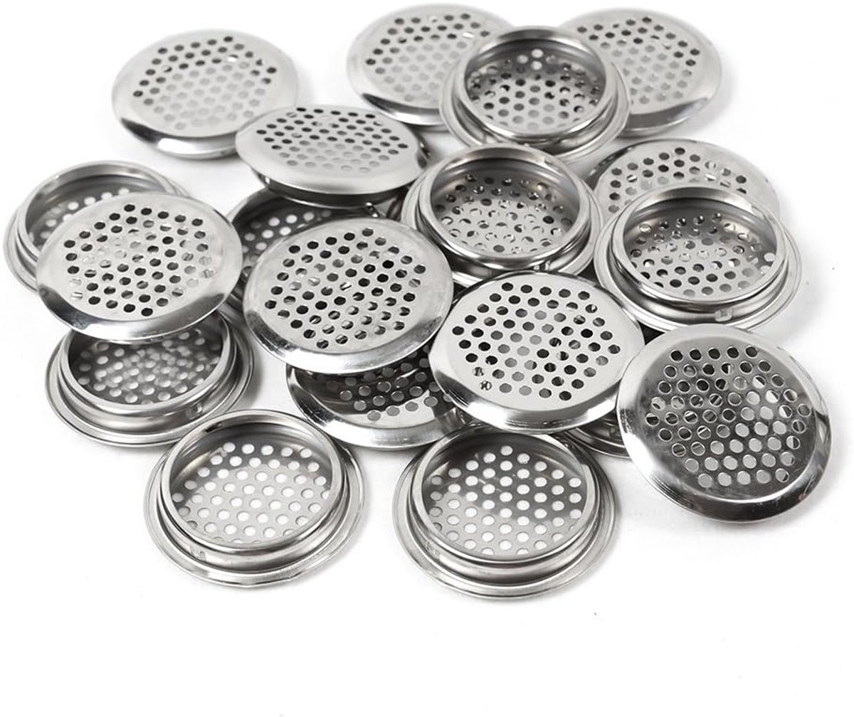 Image of 20 Stks 65 mm Cirkel Zilver Roestvrij Stalen Vent Vent Deksel