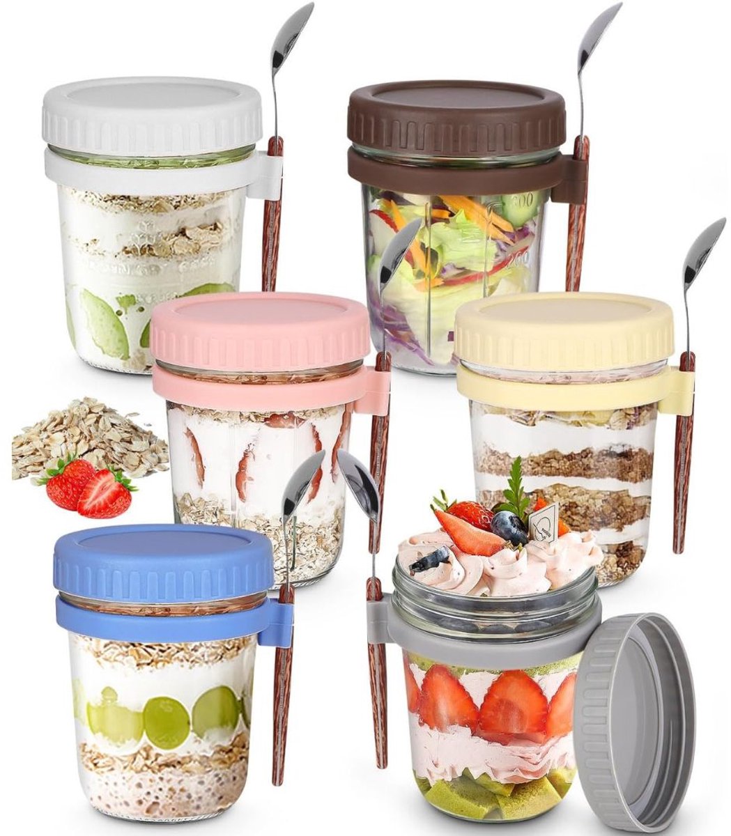 DailySupplies® Overnight Oats Potjes - Mason Jar - Meusli Beker met Deksel