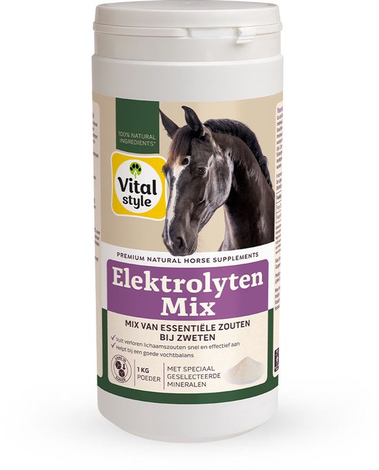 VITALstyle Elektrolyten Mix - Paarden Supplement - Dé Aanvulling Van Belangrijke Lichaamszouten - Poeder - 1 kg VITALstyle Elektrolyten Mix - Paarden Supplement - Dé Aanvulling Van Belangrijke Lichaamszouten - Poeder - 1 kg