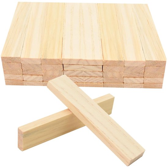 Foto: Trankielo 40 delige set houten blokken voor handwerk ambachtelijke blokken veelzijdig bruikbaar hardhouten stapels torenspel met blokken