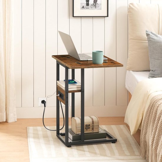 HOOBRO Klaptafel met laadstation, C-vormig design, glijdt onder