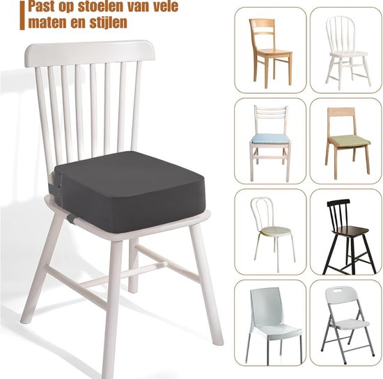 Stoelverhoger voor Kinderen - 9 cm Verhoogkussen - Zitverhoger voor Eettafel & Eetkamerstoel - Peuter Stoel verhoger - Stoelkussen waterdicht - Lichtgewicht & Veilig met Riemen - Zwart — afbeelding 4
