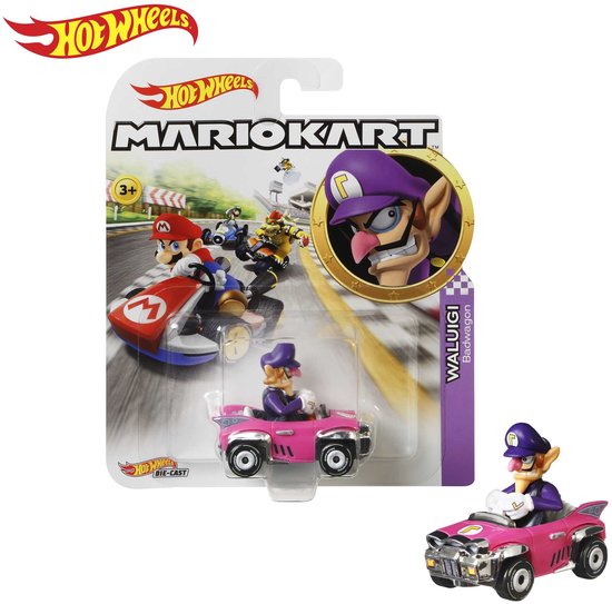 Hot wheels super mario kart voertuig Waluigi