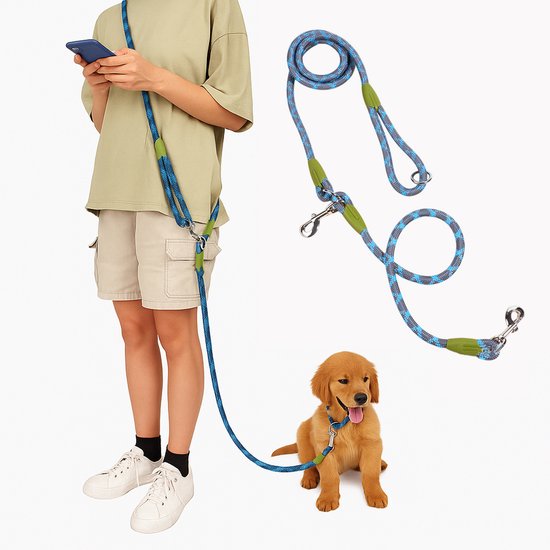 SparklyPets Handsfree hondenriem voor middelgrote en grote honden, professioneel harnas met reflecterende steken voor training, wandelen, joggen en hardlopen van je huisdier