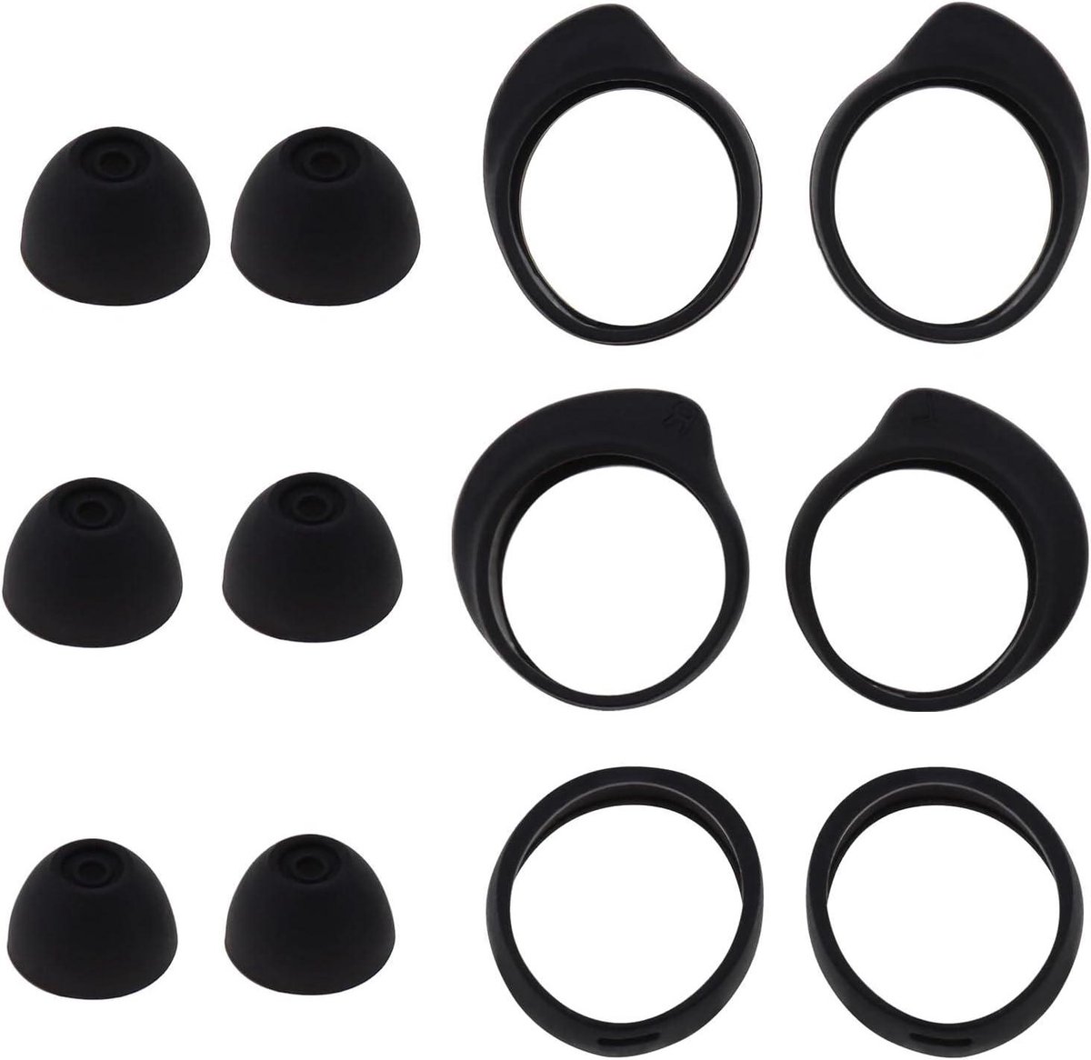 Allecto Plus - Set van 3 paar oordopjes compatibel met draadloze oortjes voor Samsung Galaxy Buds - zwart - Maten S M L - Antislip siliconen oordopjes met oorhaken.
