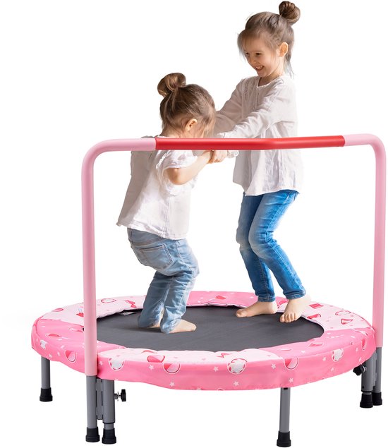 36" Kindertrampoline, 3 Voet Opvouwbare Mini. met Handvat. voor Binnen En Buiten. Leuk Verjaardagscadeau voor Kinderen Vanaf 3 Jaar. Jongens En Meisjes. Rood