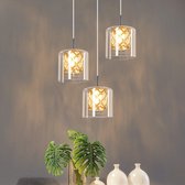 NETTLIFE Hanglamp G9 - 3-Lichts - Kristal Glas - Rond - Chroom- Modern Pendellamp - 120cm Hoogteverstelbare - Kroonluchter - voor Eetkamer | Trappenhuis | Woonkamer | Keuken-excl. lichtbron