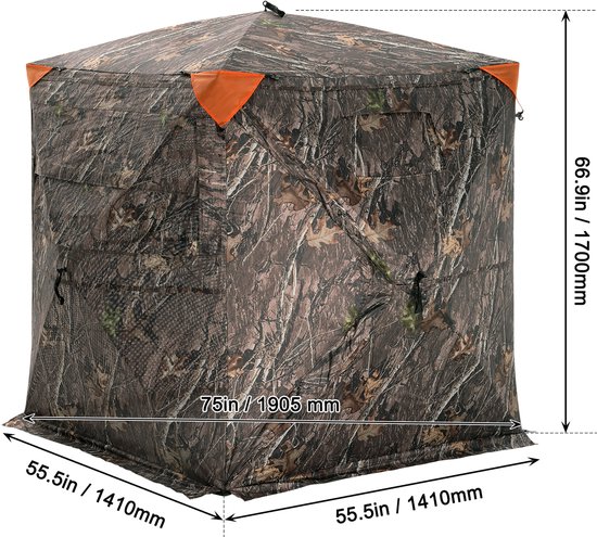 270° Transparant Jachthut, 1-2 Persoons Pop-Up Hertenhut met Draagtas, Draagbare Tent, Wegwerpnet voor De Jacht op Kalkoenen en Herten, Camouflagestof — afbeelding 3
