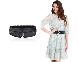 Inovra Plus - Brede Elastische Taille Riem Voor Dames - Zwarte Taille Riem voor Vrouwen - Elastische Taille Riem voor Jurk - Stretch Taille Riem - One Size - Zwart Kleur