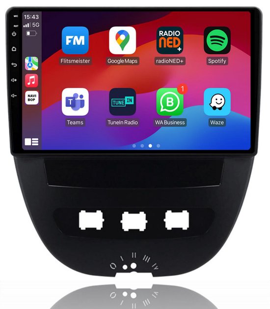 Auto Stereo Carplay 5 Inch Bluetooth Handsfree Bellen Carplay Android auto Touchscreen Spiegel Link AM/FM/3USB/SD met 4LED Achteruitrijcamera 1Din