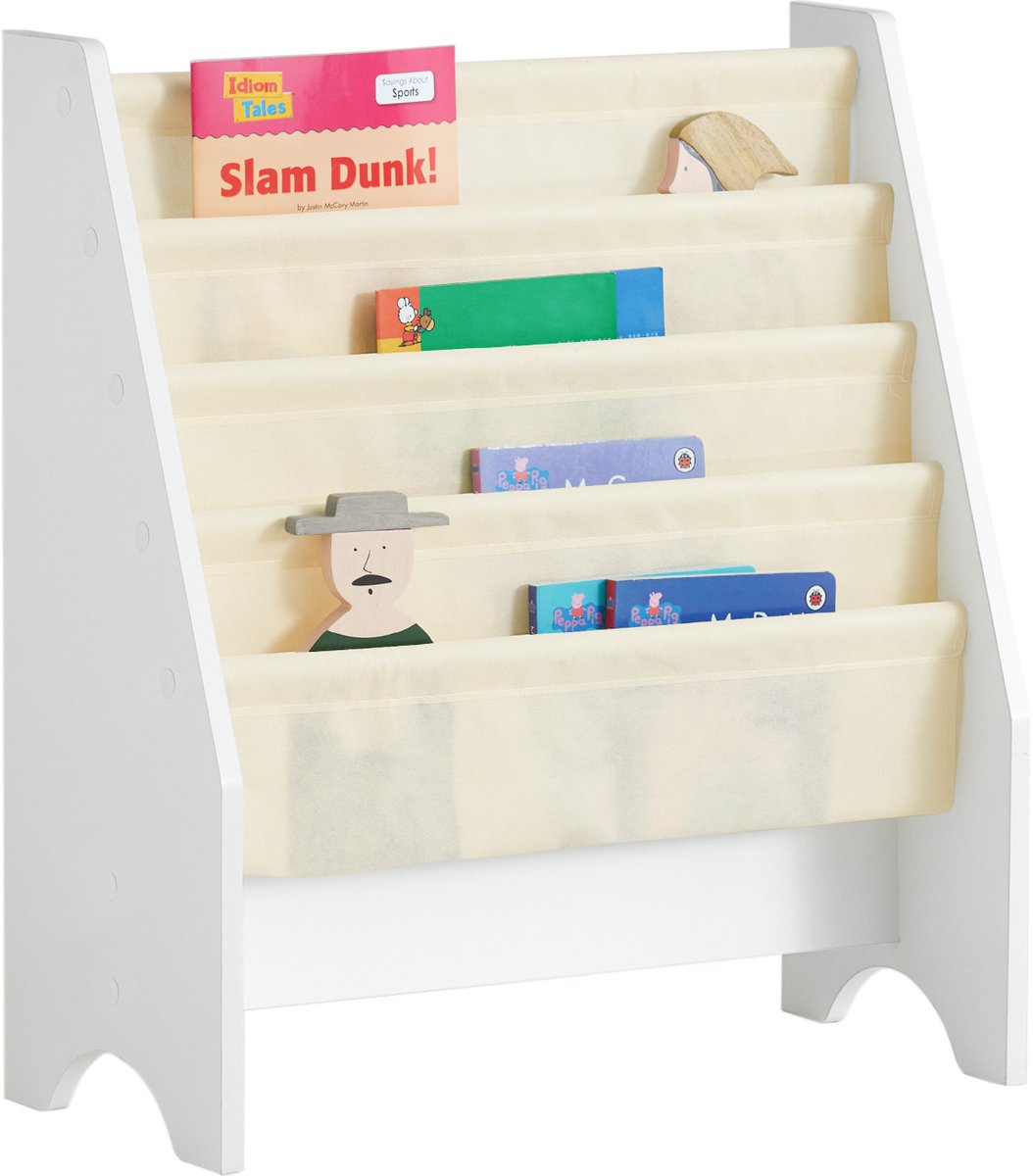 SoBuy Boekenplank voor kinderen - Kinderboekenrek met 4 opbergvakken - 62x71x29cm, Wit, FRG225-W