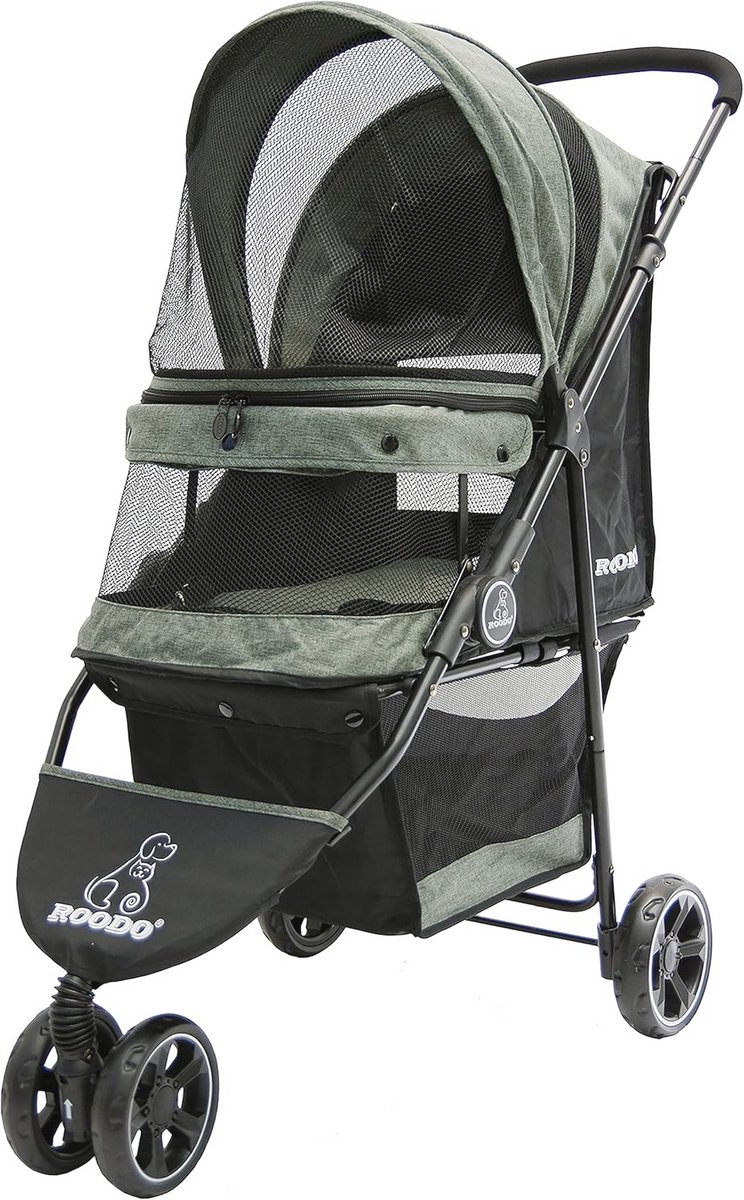 Lichtgewicht Opvouwbare Wandelwagen voor Huisdieren - Driewielige Jogger voor Puppy en Kat