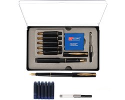 Kurtzy Vulpen Kalligrafie Set met 6 Punten, Cartridges en Inkt Adapter (14 Stuks) – Schrijven Vulpen met Blauwe Inkt – Perfecte Geschenk voor Beginners en Experts