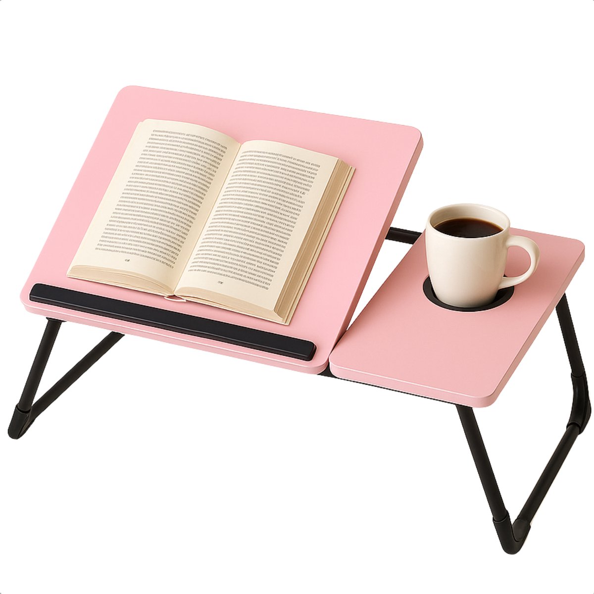 Cheqo Verstelbare Laptoptafel - Laptopstandaard - Laptop Tafel - Opklapbare Bedtafel MDF - Banktafel Anti-slip - Ontbijttafel - Ontbijt op Bed Tafel - Metaal - Roze