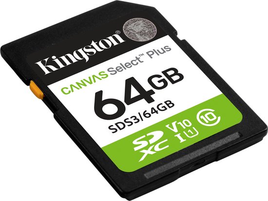 Kingston Technology 64GB SDXC Canvas Select Plus Gen3 100MB/s C10 UHS-I U1 V10 van Kingston — afbeelding 4