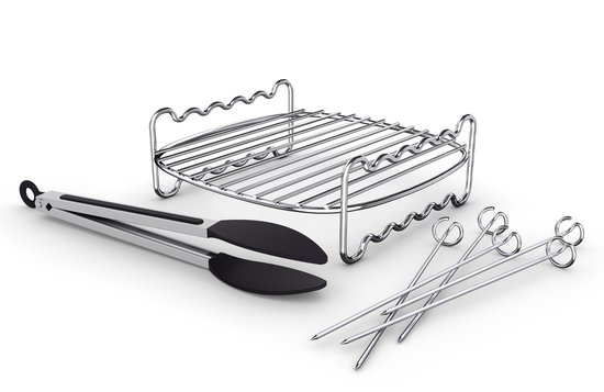 Philips dubbellaags rek Airfryer Accessoire - HD9920/00 - Geschikt voor Philips - 6,2 L dubbellaags rek met 5 spiesen en tang