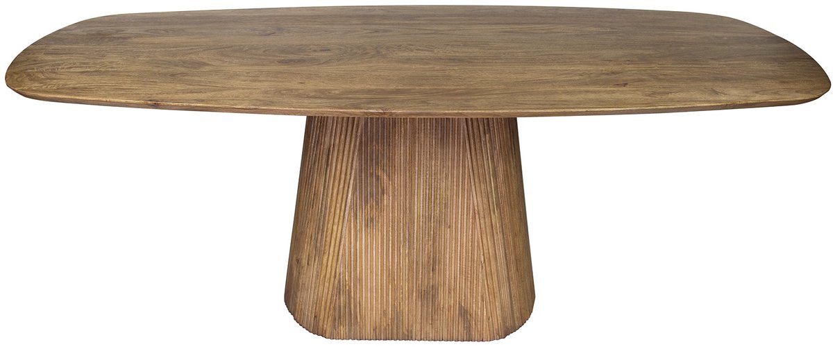 Industrieel In Huis Luxe Eetkamertafel Ovaal Mangohout - Eetkamer Tafel (215x105x77 cm) - Salontafel Industrieel Landelijk Mangohout - Salon Tafel Mangohout - Koffietafel - Woonkamertafel Bruin