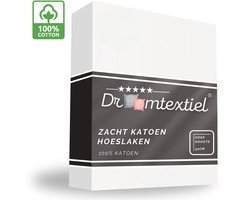 Droomtextiel Zacht Katoenen Hoeslaken Wit - 180x200 cm - Hoge Hoek - Perfecte Pasvorm - Heerlijk Zacht