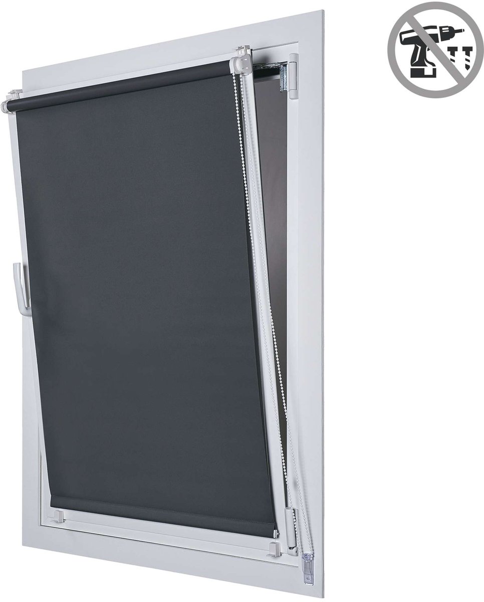 Storesdeco Opaco EasyFix rolgordijn, rolgordijnen zonder boren Grijs, 90x180 cm