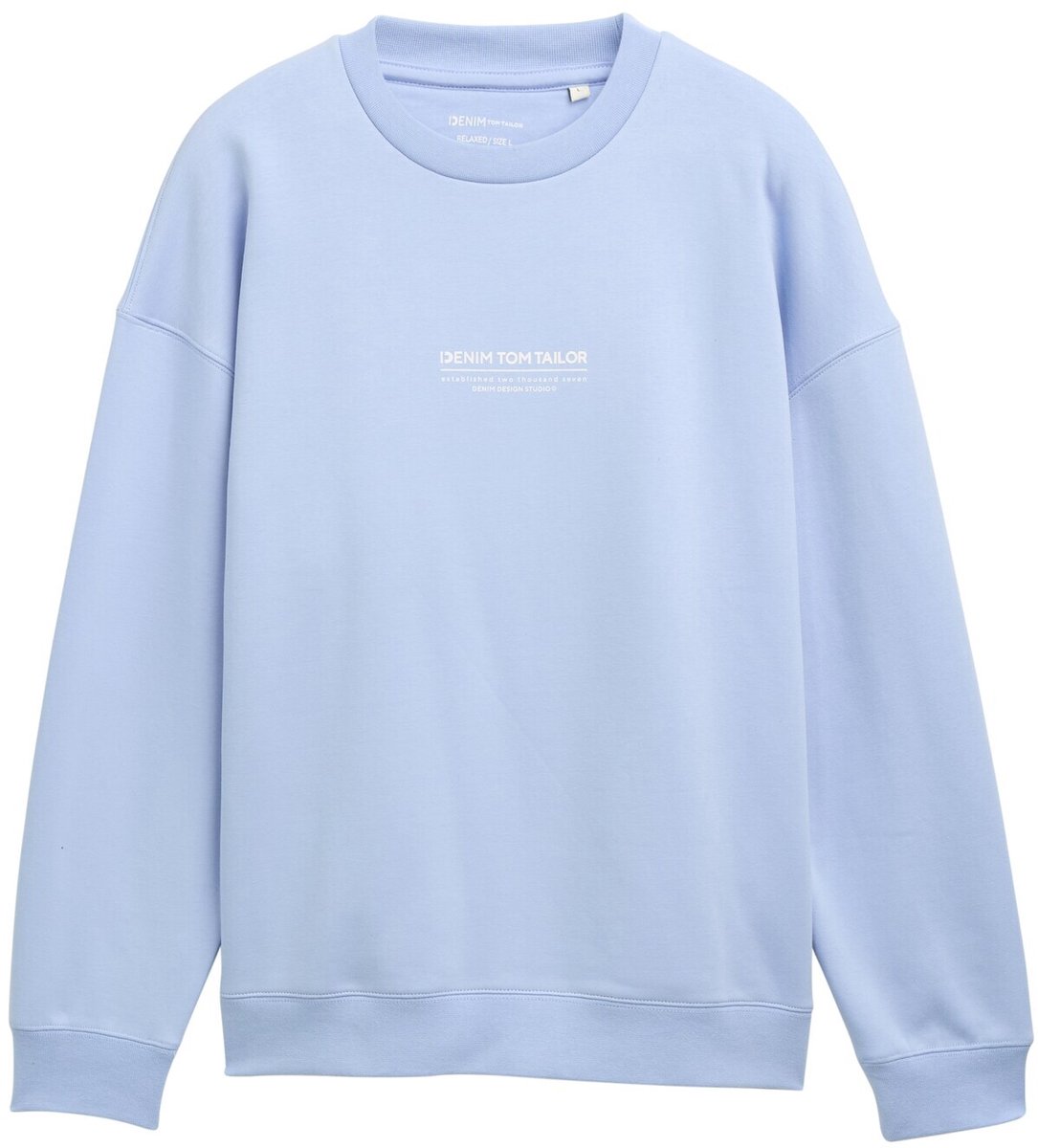 Tom Tailor Denim - Relaxed sweatshirt met logo-print - Maat S - Brunnera Blue