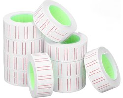 Inovra Plus - Supermarkt Prijsstickers 30 Rollen van 15000 Labels Dubbele Rode Lijn | 21x12mm