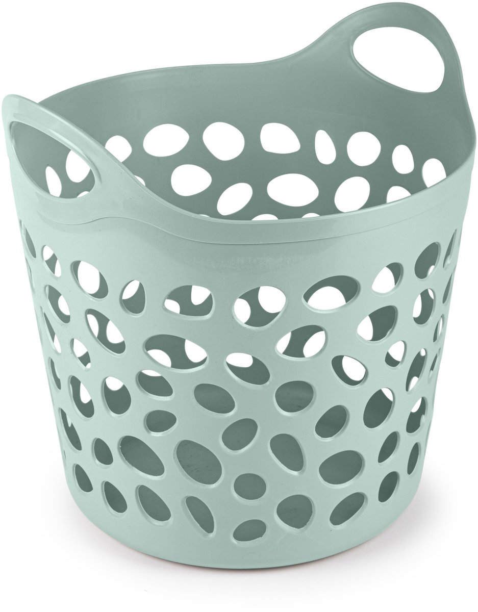 Plasticforte Flexibele wasmand/opbergmand - rond - groen - 35 liter - D40 x H39 cm