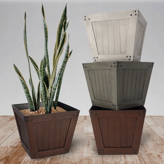 KADAX Bloempot van kunststof, weerbestendige tuinpot voor balkon, terras, binnen, lichte pot met inleg, plantenpot, bloemkübel (Bruin, Hoogte: 30 cm